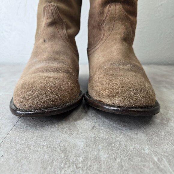 Steve Madden Western Boots Sz 7 Tan Suede Pull on Casual Cowgirl Midcalf Booties - Picture 3 of 13